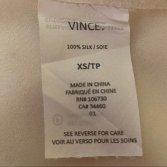 Vince pure silk XS/S ivory pleated blouse long sleeve - Picture 7 of 7